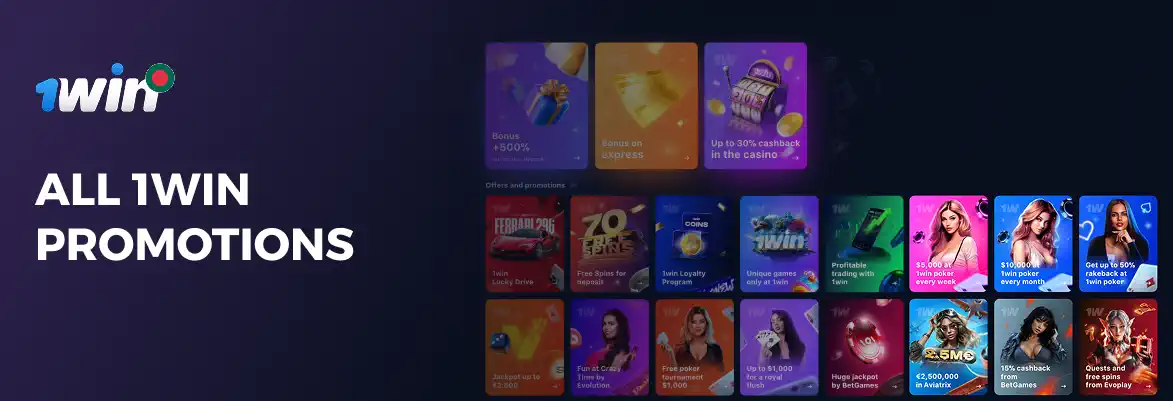 1 win Bonuses and promotions